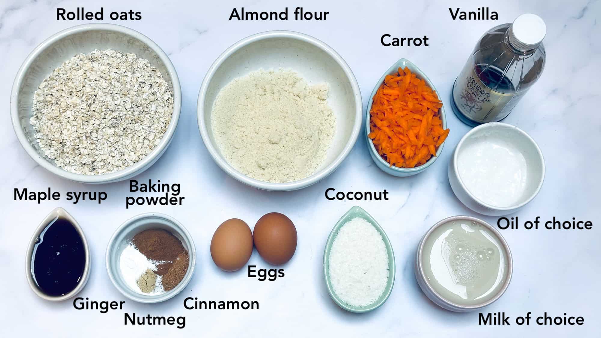 Ingredients for Baked Carrot Cake Oatmeal