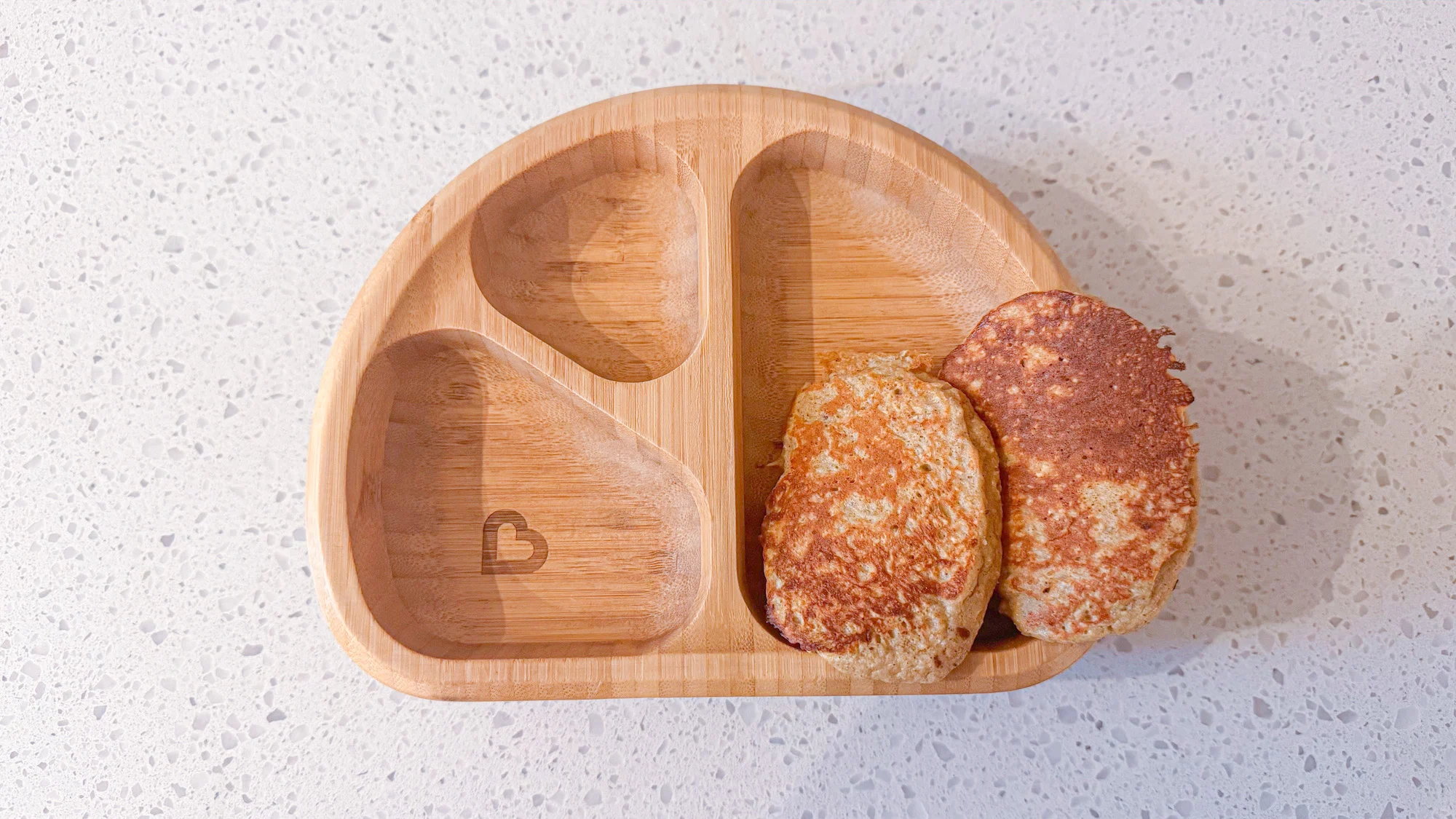 Step 4, cook until golden brown on each side. Served in wooden toddler bowl.